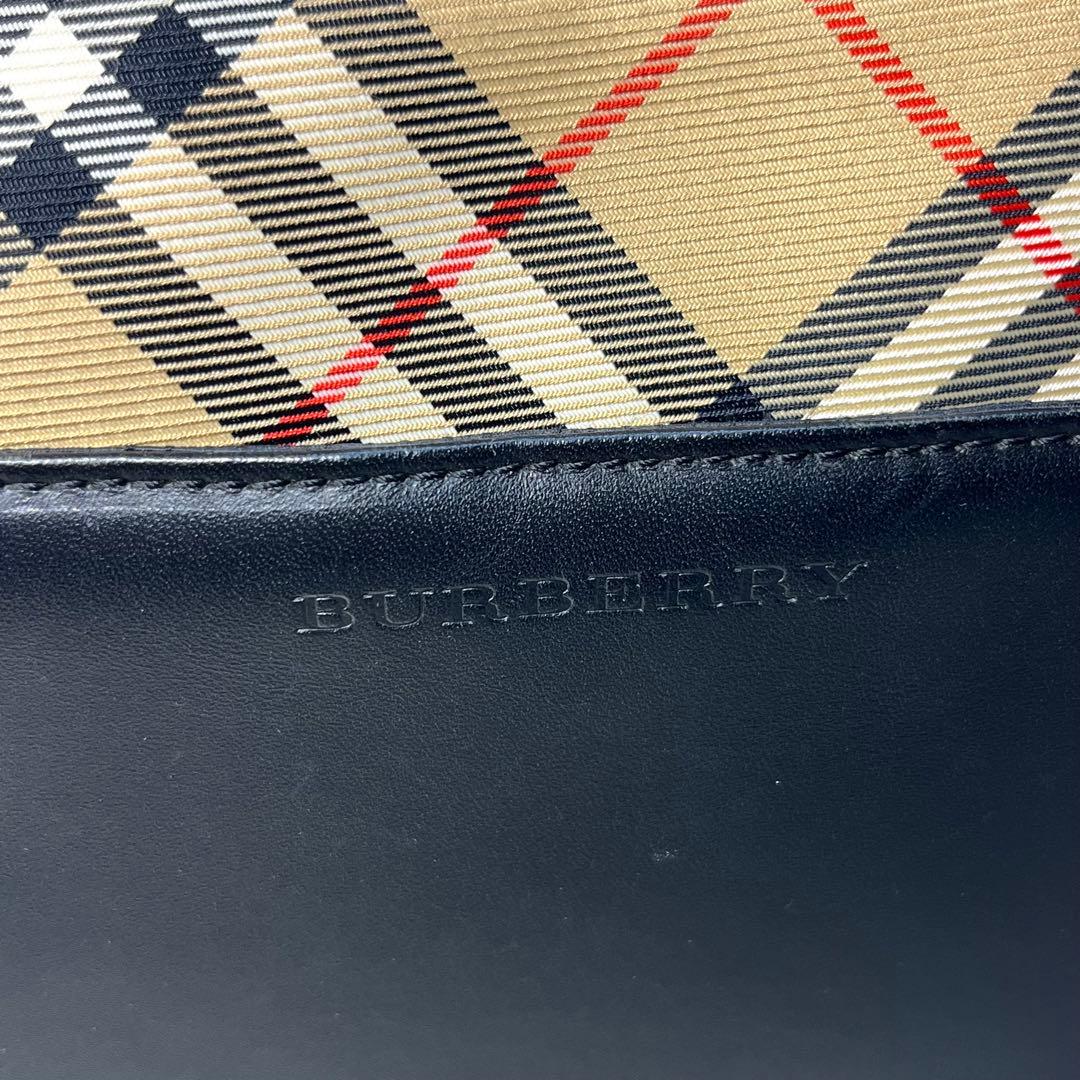 Y2K バーバリー ビジネスバッグ 牛革 黒 ノバチェック トートバッグ