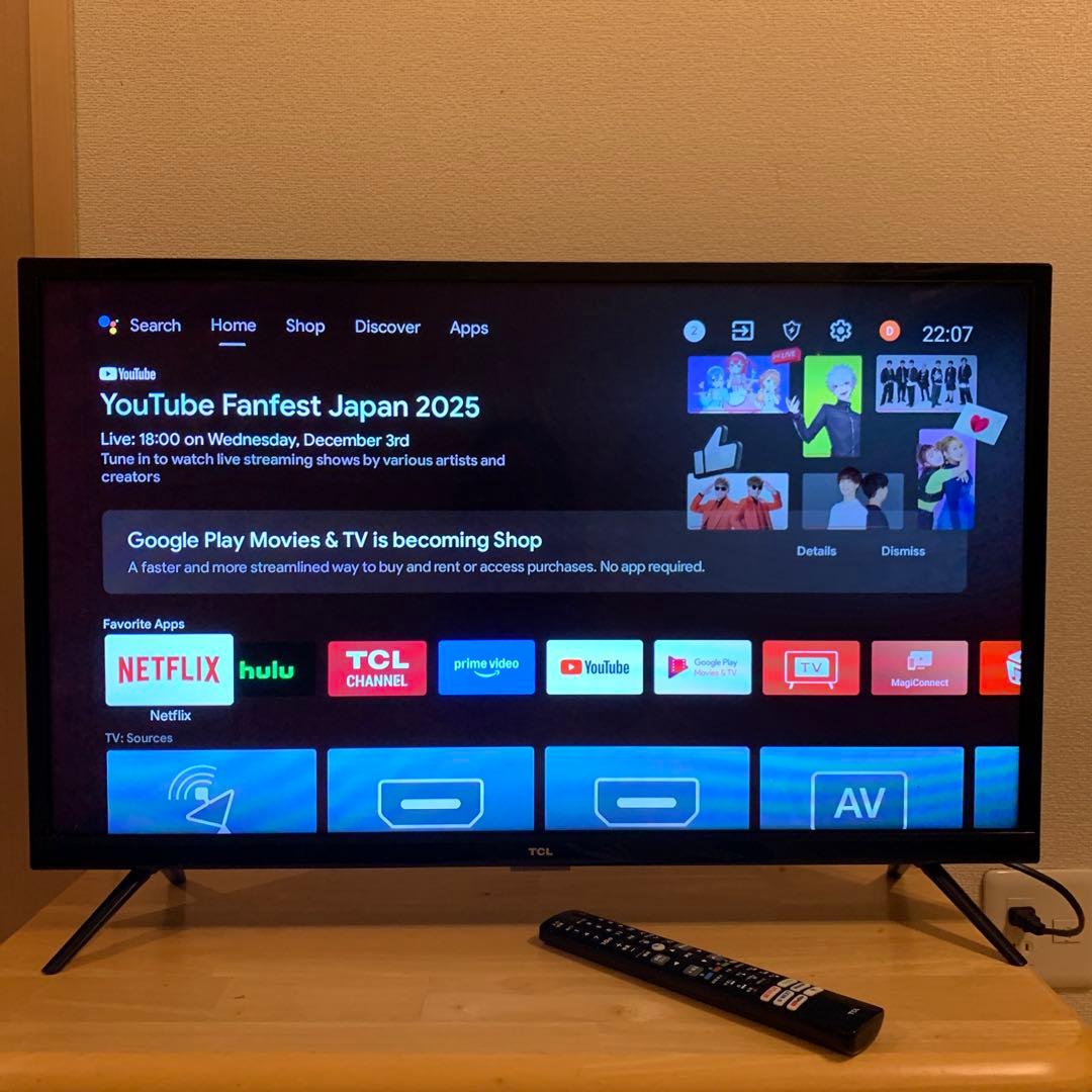 2020年製 スマート液晶テレビ TCL 32型　ネット動画／地上波等✨美品