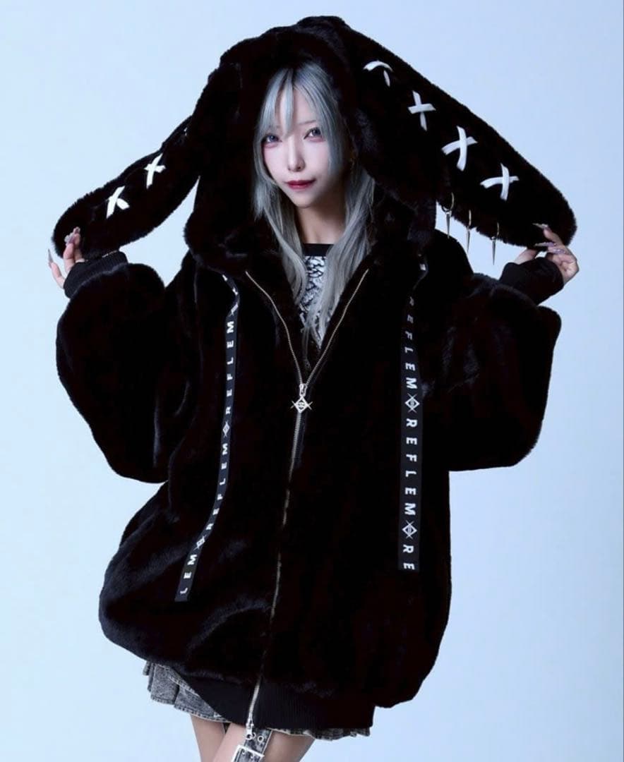【美品】レフレム ファーパーカー ブルゾン うさ耳 ブラック