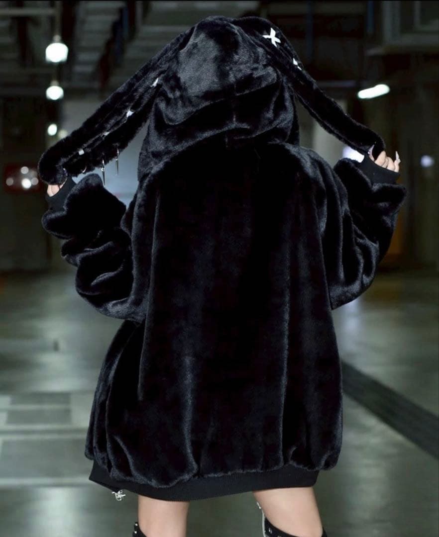 【美品】レフレム ファーパーカー ブルゾン うさ耳 ブラック