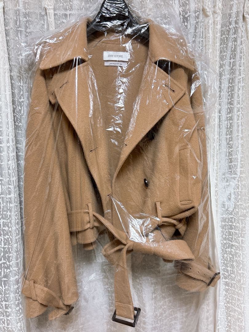 エイミーイストワール ウールショートトレンチコート キャメル 36 ジャケット
