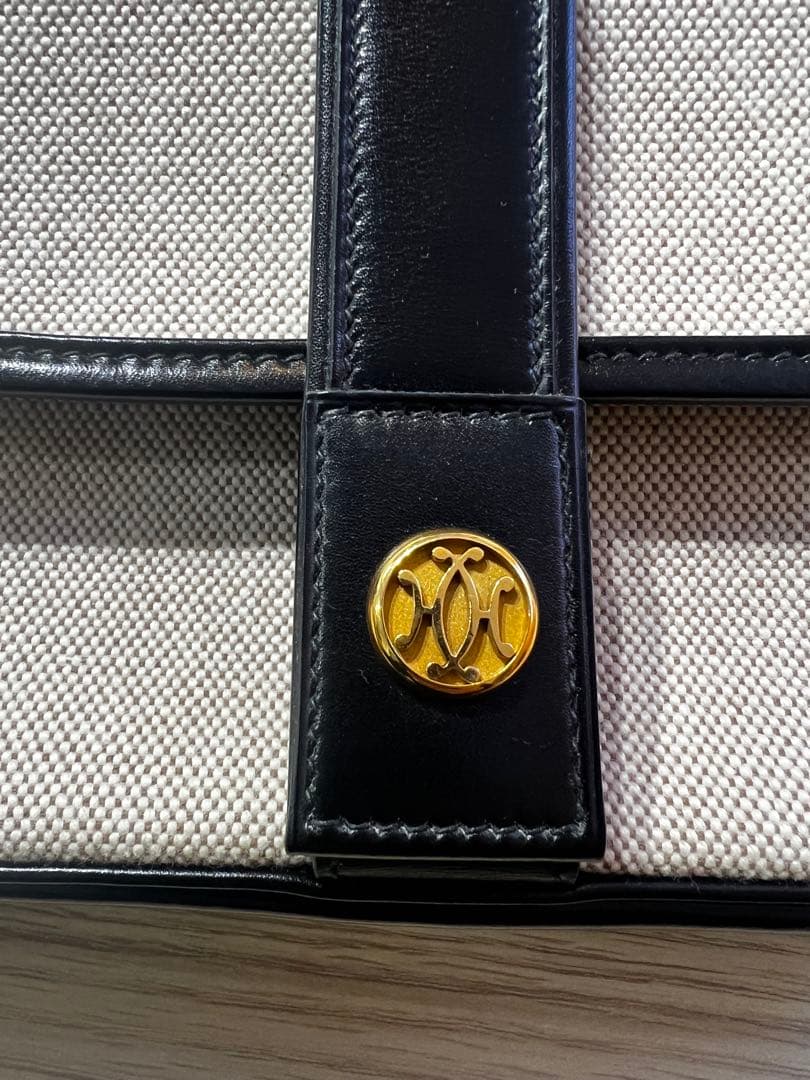 美品　エルメス　ヌメア　ボックスカーフ×トワルアッシュ　〇P刻印（1986）