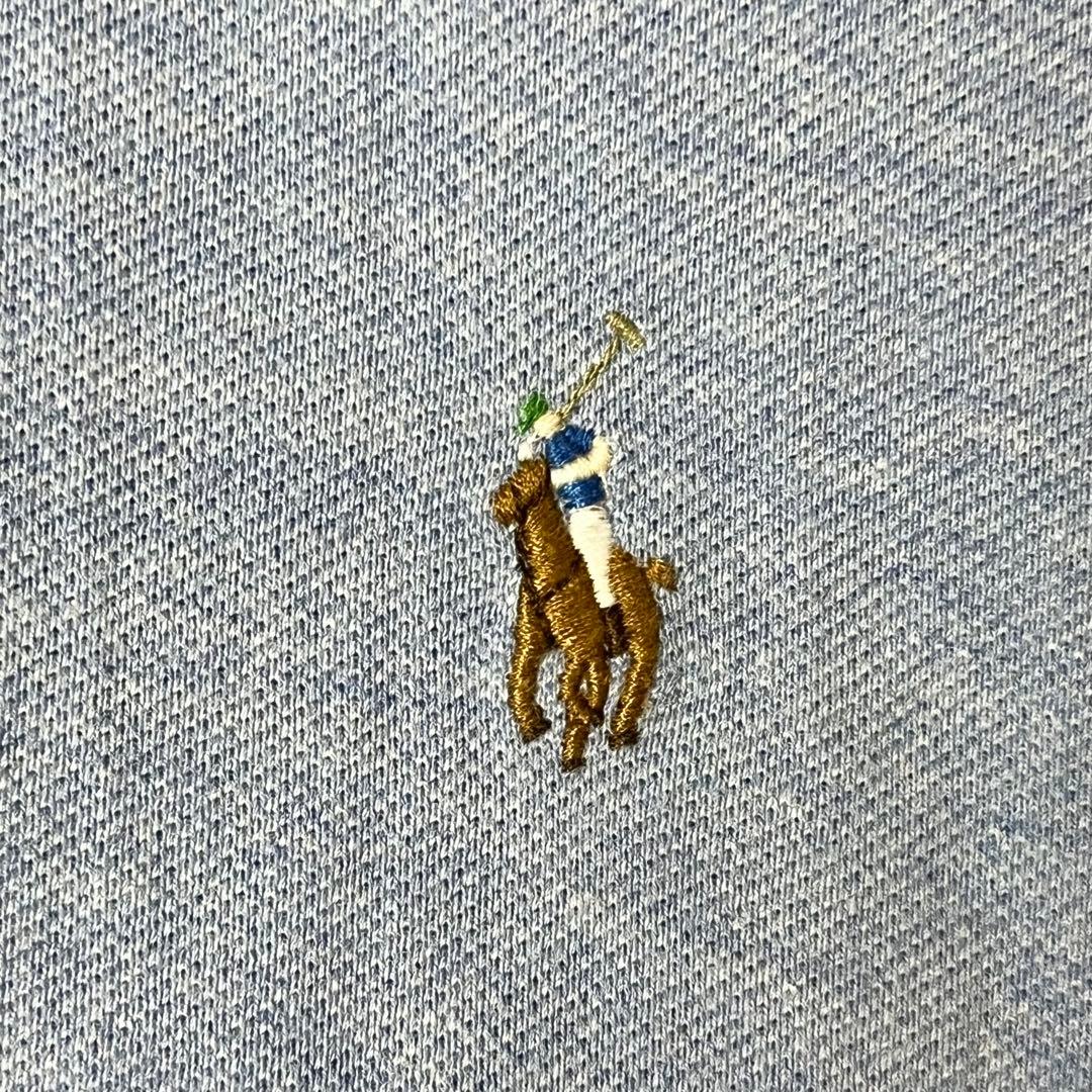 ラルフローレン ロング シャツワンピース 鹿の子 ベルト ポニー 水色 M