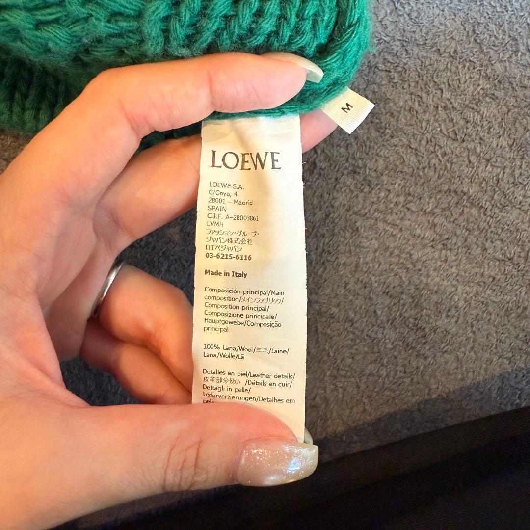 LOEWE バイカラーVネックケーブル編みニットセーター