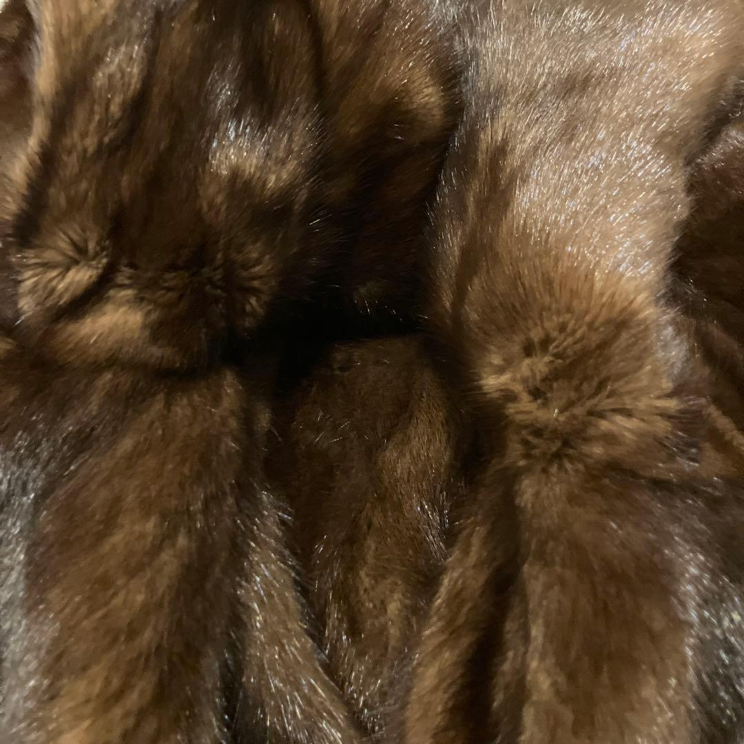 【美品】ミンクファーコート ライトブラウン系 ミドル丈 高級毛皮　艶やかL