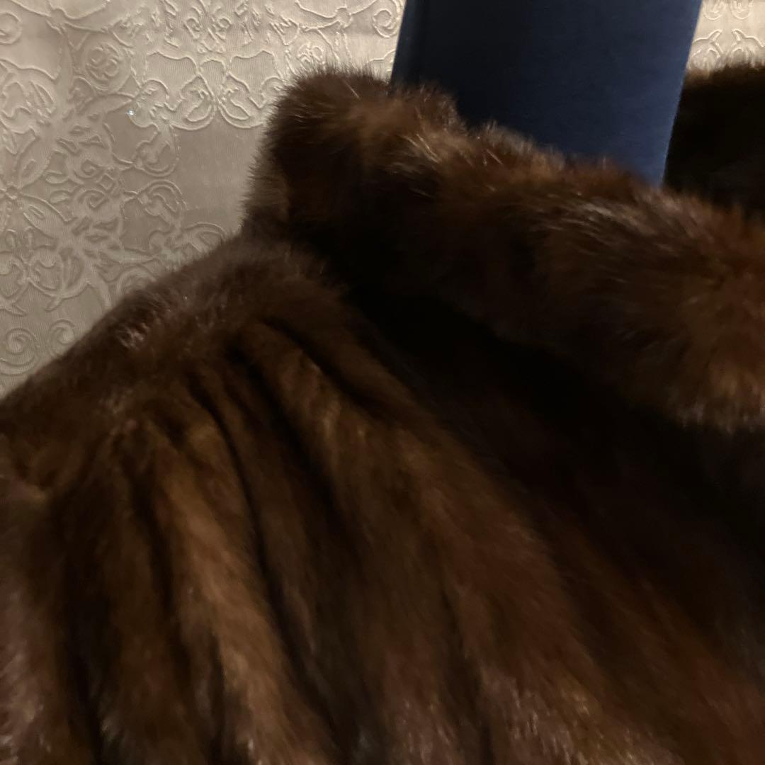 【美品】ミンクファーコート ライトブラウン系 ミドル丈 高級毛皮　艶やかL
