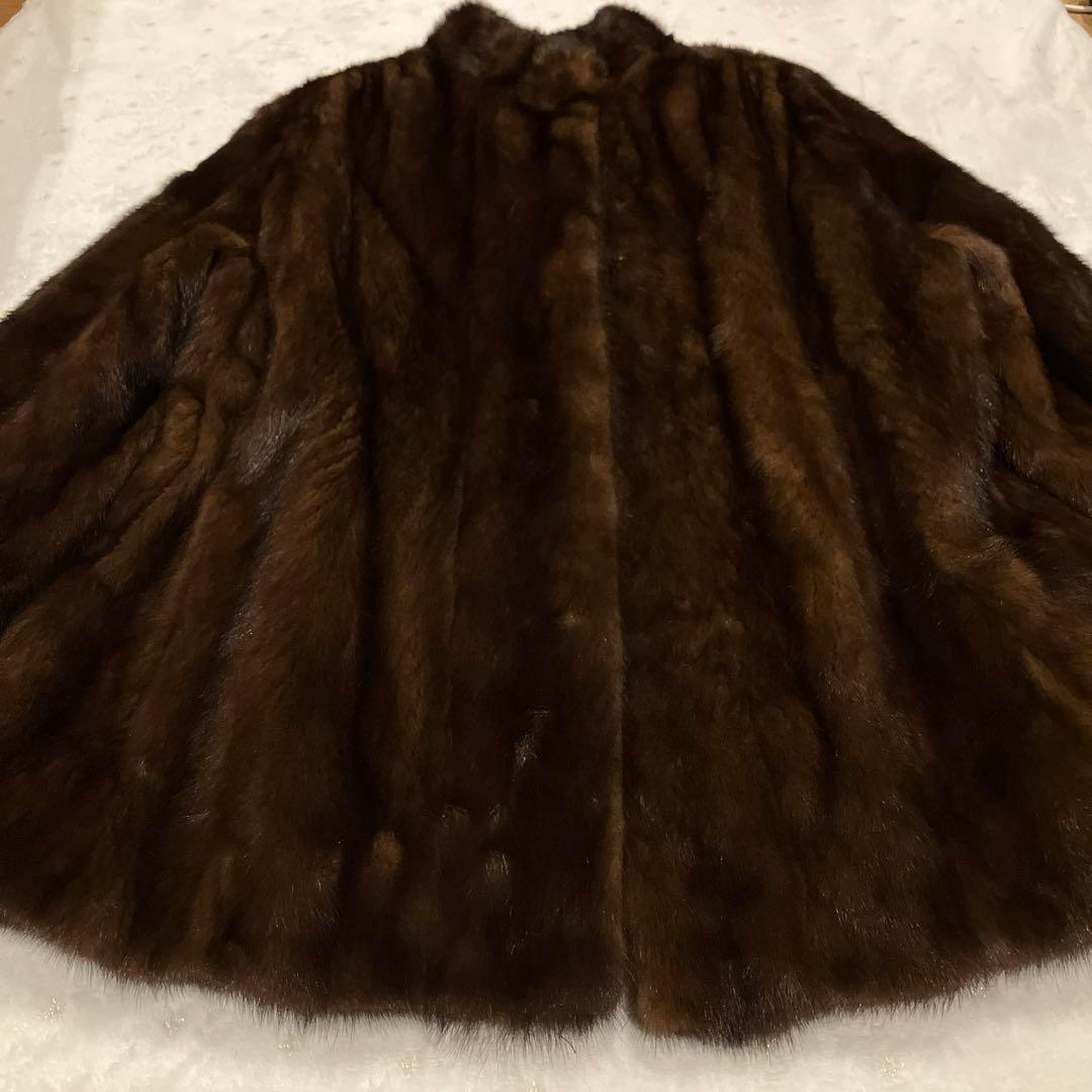 【美品】ミンクファーコート ライトブラウン系 ミドル丈 高級毛皮　艶やかL