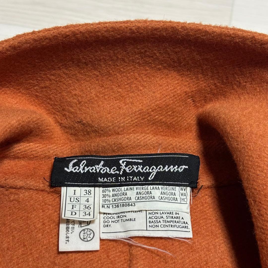 フェラガモ イタリア製 アンゴラ混 ウールジャケット オレンジ 38