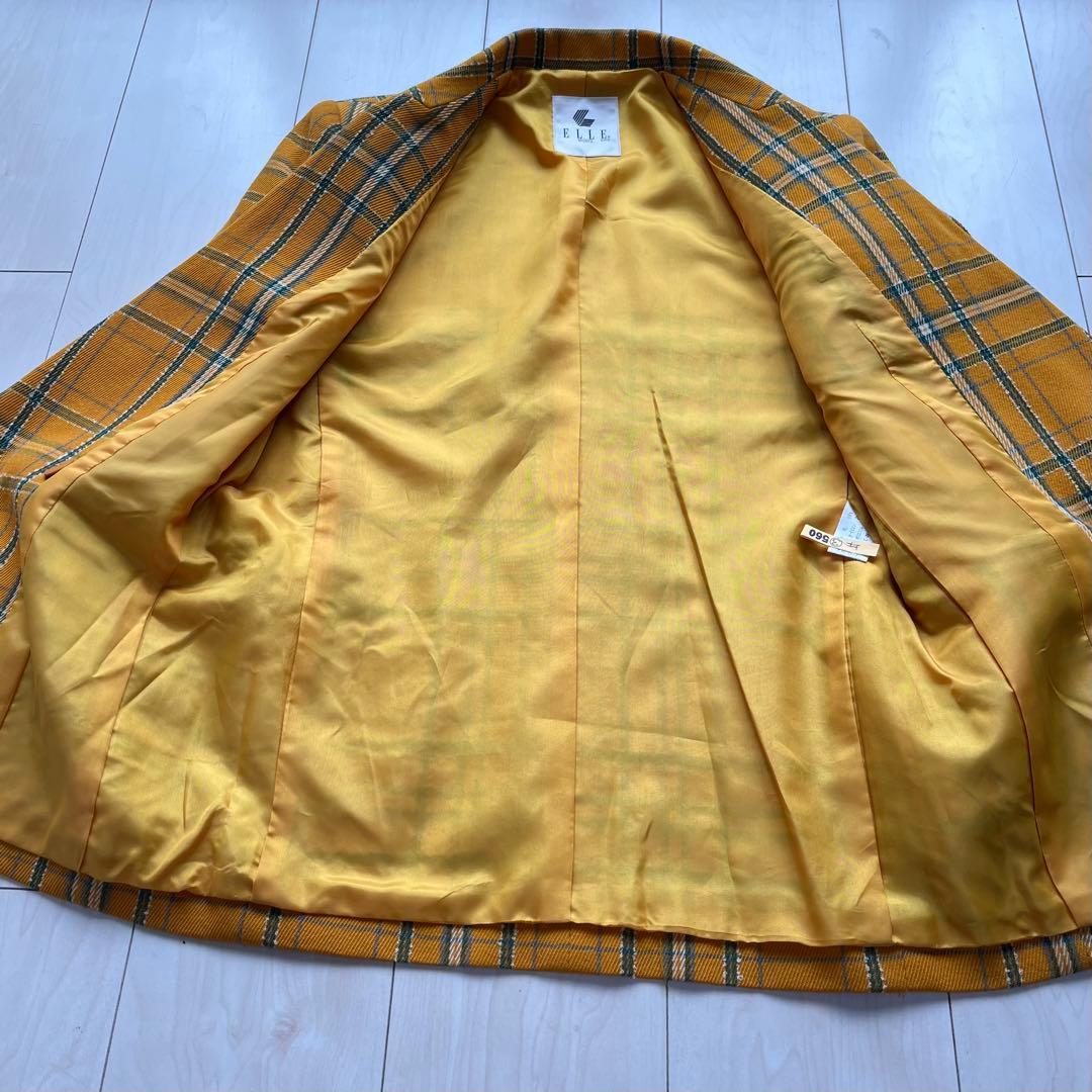 ELLE エル レトロ ヴィンテージ 金ボタン チェック スカートスーツ
