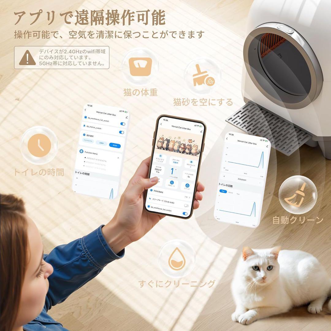 猫 トイレ 自動猫トイレ お留守番 スマホ管理 開放式広々設計 密封消臭