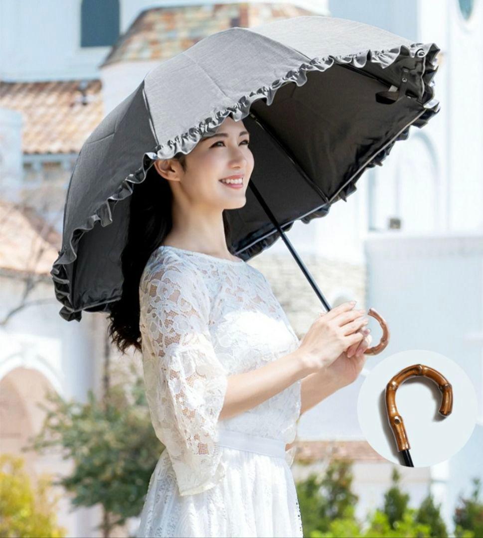 芦屋ロサブラン 折りたたみ日傘 ダンガリーグレー 曲がり手元