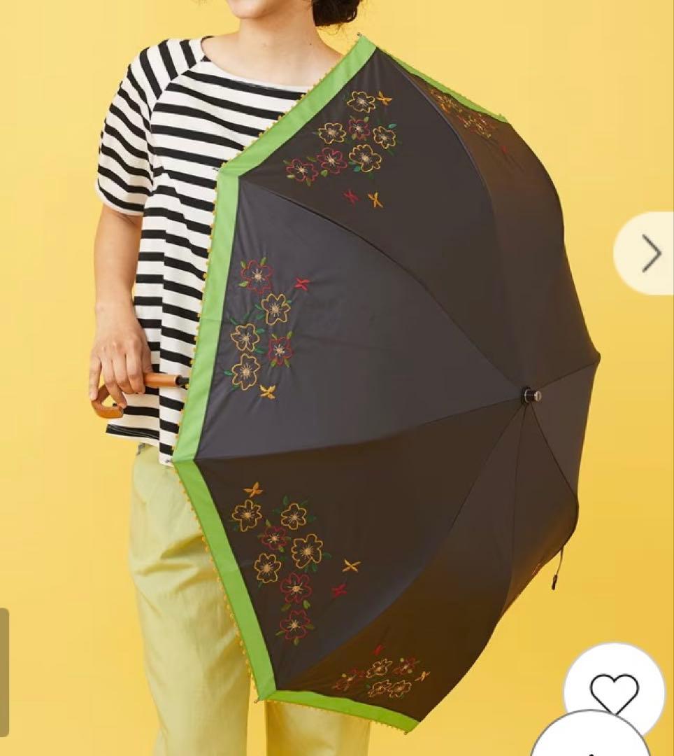 Jocomomola【晴雨兼用/UV】 フラワー刺繍デザイン折りたたみ傘