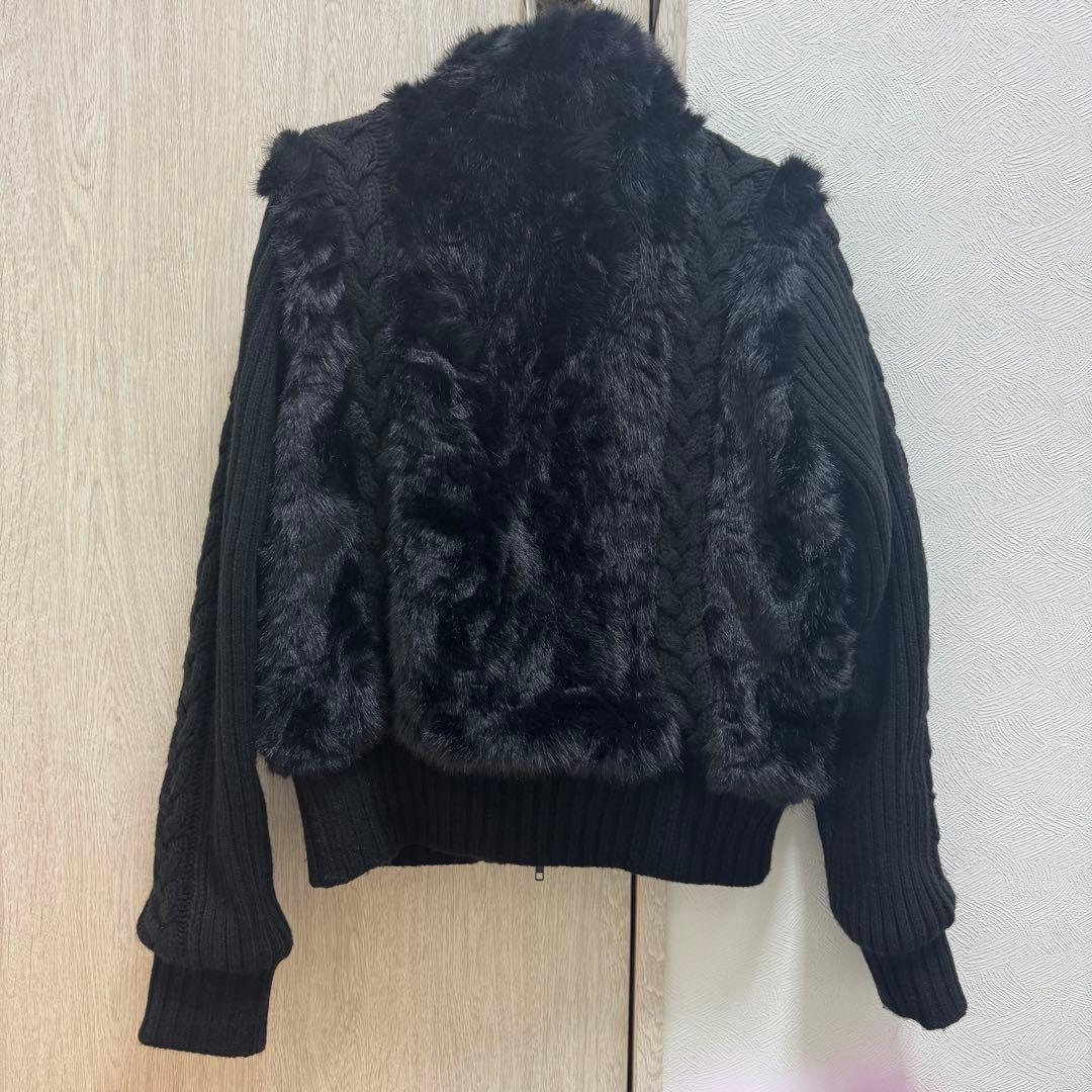 lagua gem ケーブルファーニットブルゾン　ブラック ラグアジェム