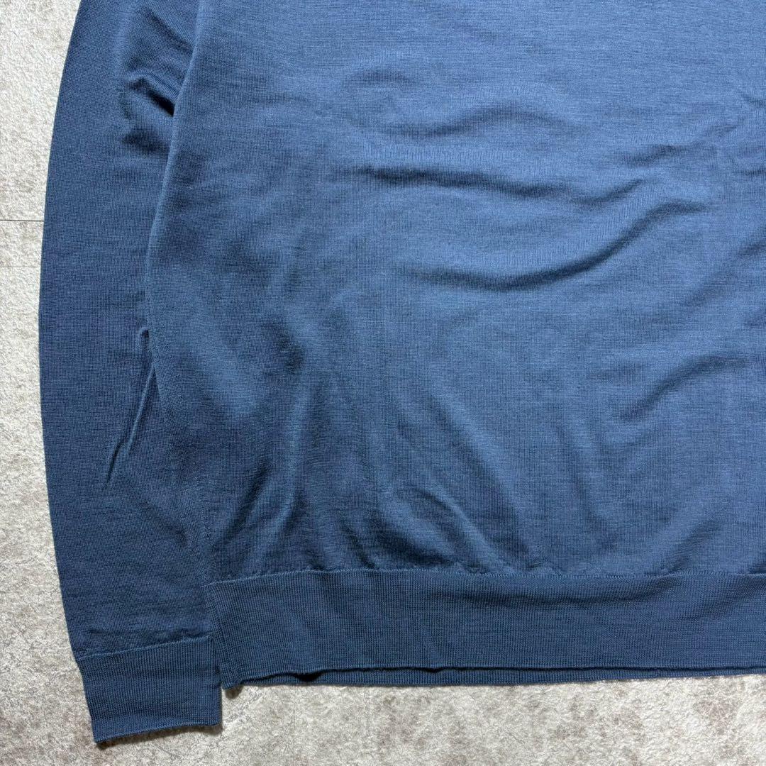 美品 ジョンスメドレー ハイゲージ クルーネックニット ブルー M 英国製