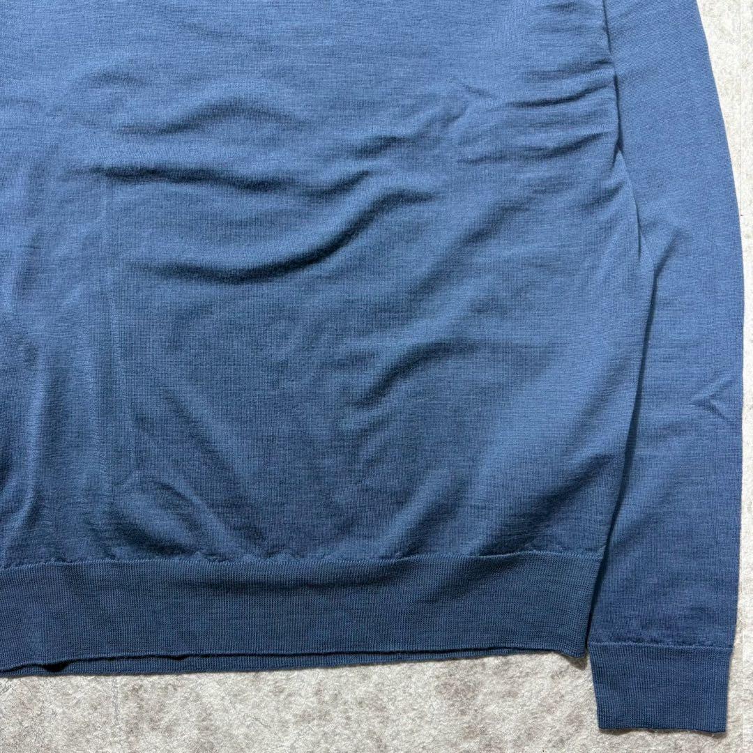 美品 ジョンスメドレー ハイゲージ クルーネックニット ブルー M 英国製