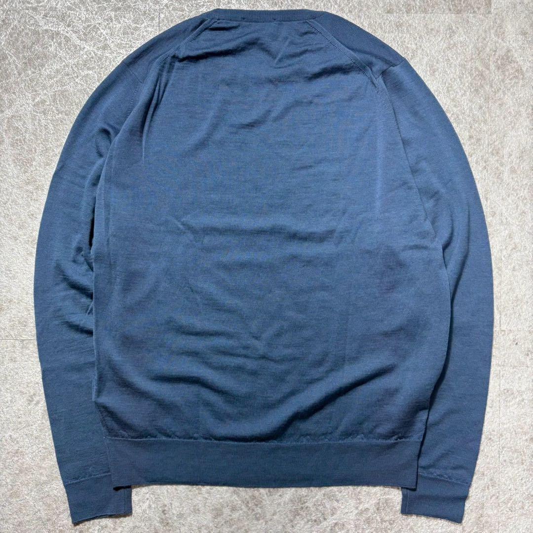 美品 ジョンスメドレー ハイゲージ クルーネックニット ブルー M 英国製