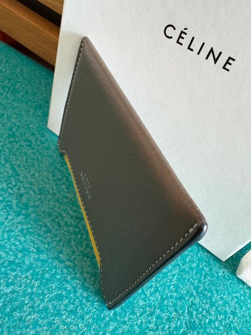 CÉLINE グレー/イエロー 名刺入れ