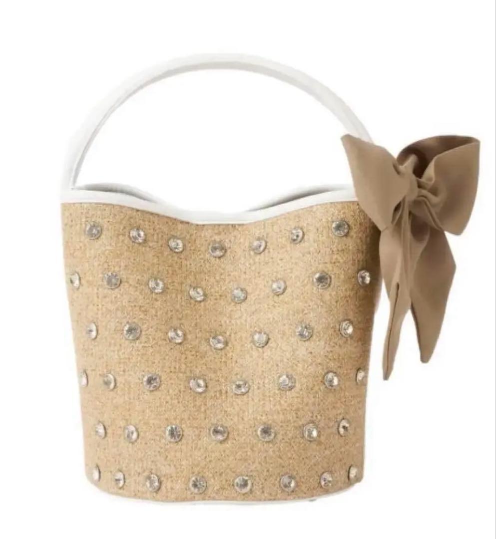 【新品・未使用】DIANA ダイアナ　リボン＆ビジューバッグ ポーチ付き