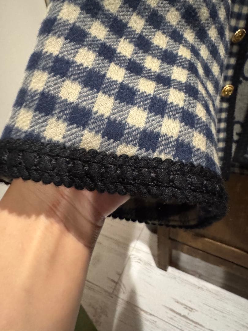 GUCCI チェック柄 ノーカラージャケット（未着用）