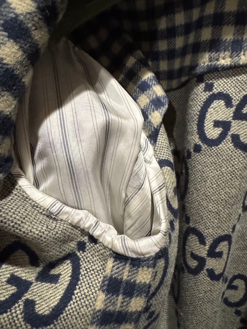 GUCCI チェック柄 ノーカラージャケット（未着用）