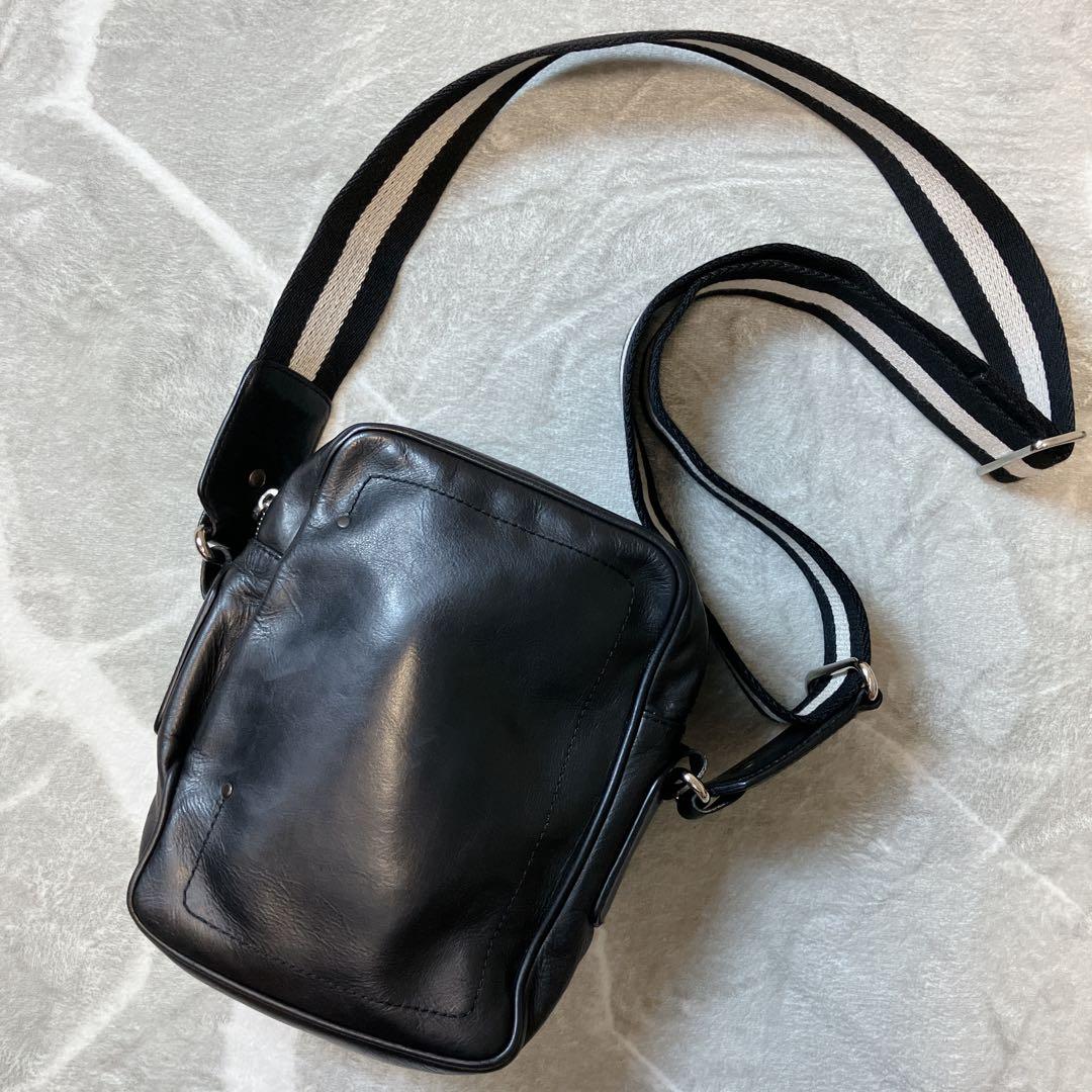 【美品】 BALLY レザー ショルダーバッグ サコッシュ スクエア ブラック