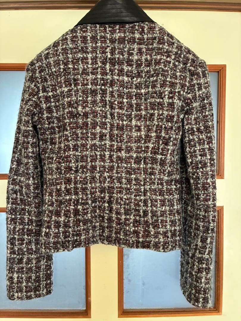 イタリア製フェンディFENDIミックスツイードショート丈ジャケットウール38