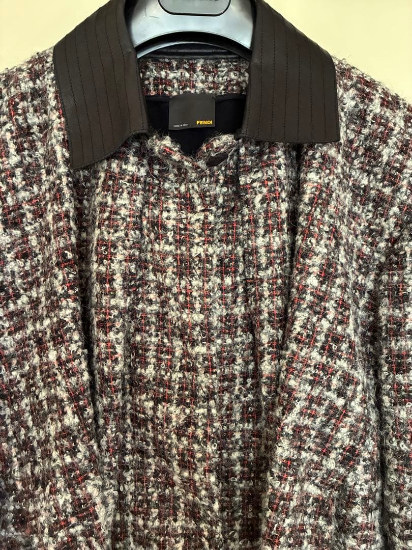 イタリア製フェンディFENDIミックスツイードショート丈ジャケットウール38
