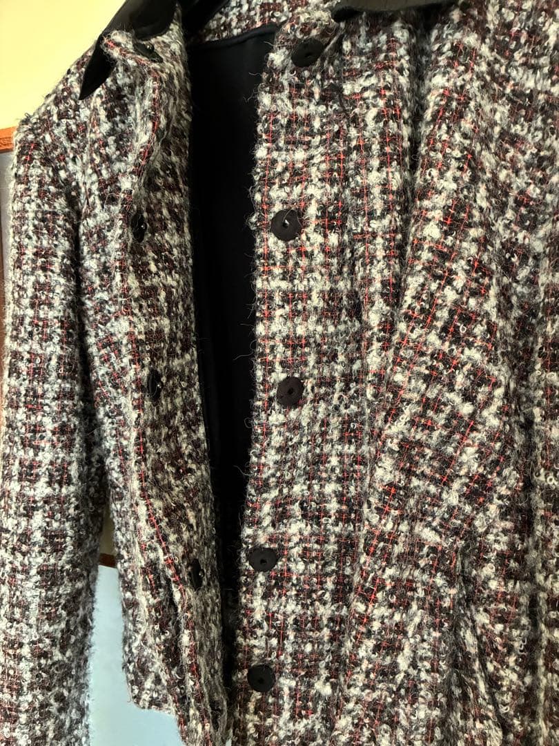 イタリア製フェンディFENDIミックスツイードショート丈ジャケットウール38