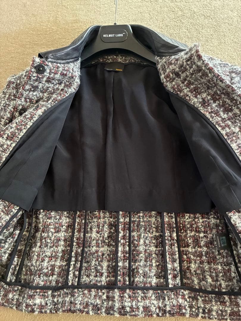 イタリア製フェンディFENDIミックスツイードショート丈ジャケットウール38