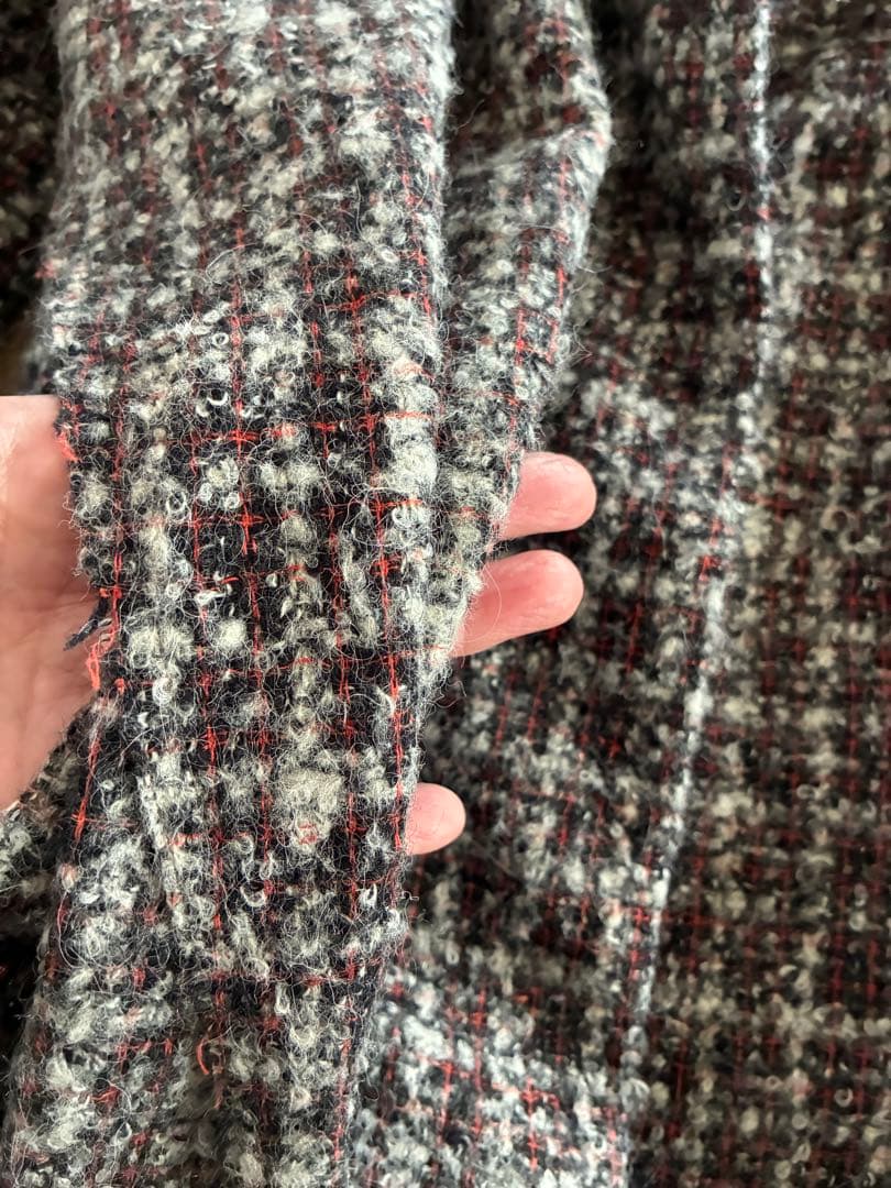 イタリア製フェンディFENDIミックスツイードショート丈ジャケットウール38