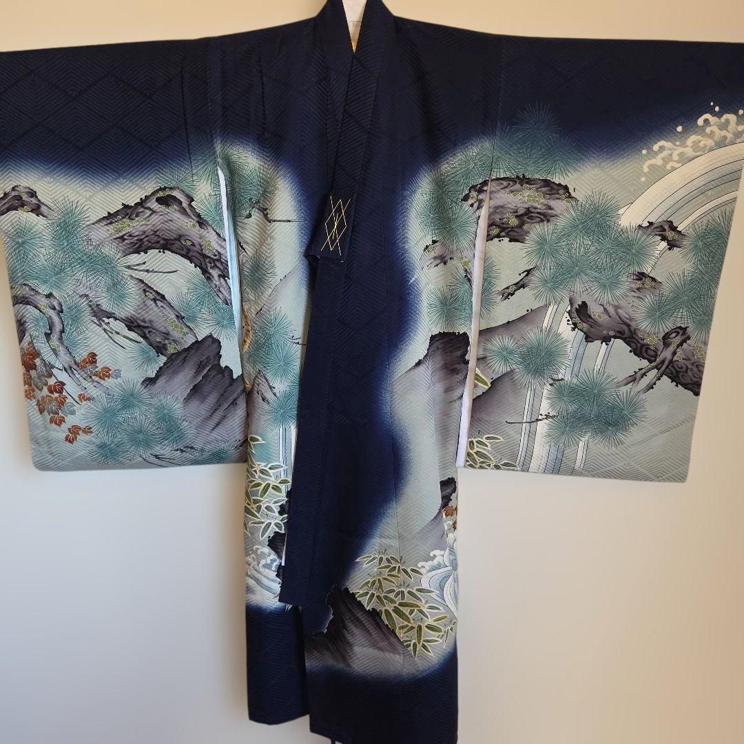 No32　正絹　男の子お祝い着物　長襦袢付き　産着　七五三