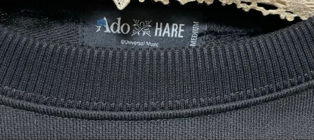 Ado×HARE　サイドレースアップシシュウスウェット　ブラック　刺繍