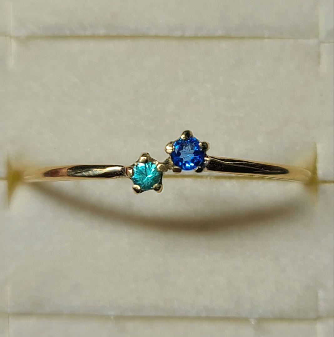 ネオン青バチバチのリングです★バターリャパライバトルマリン&アウイナイト18金★