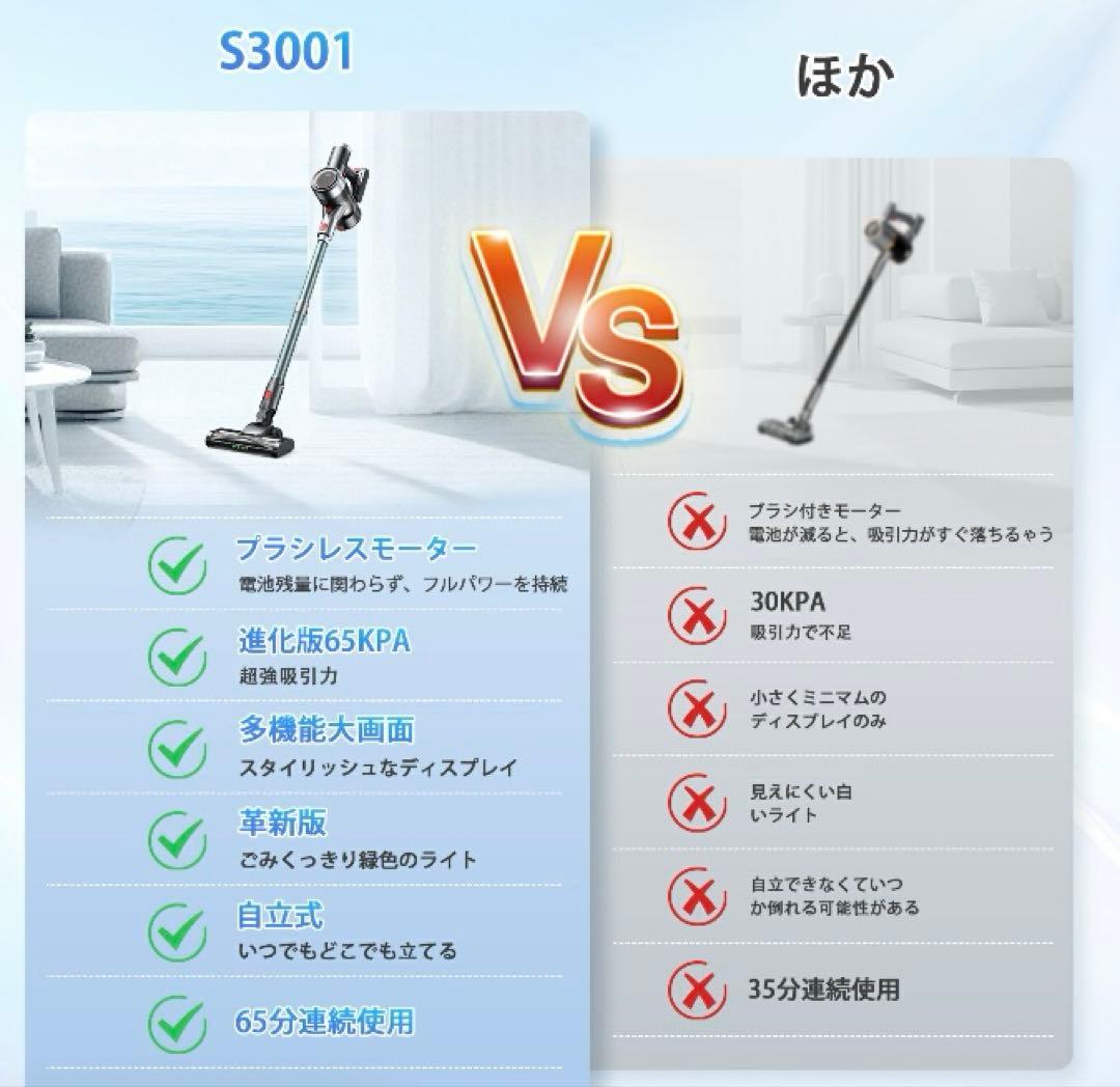 掃除機【吸引力完全進化65Kpa超強力!革新版グリーンLED