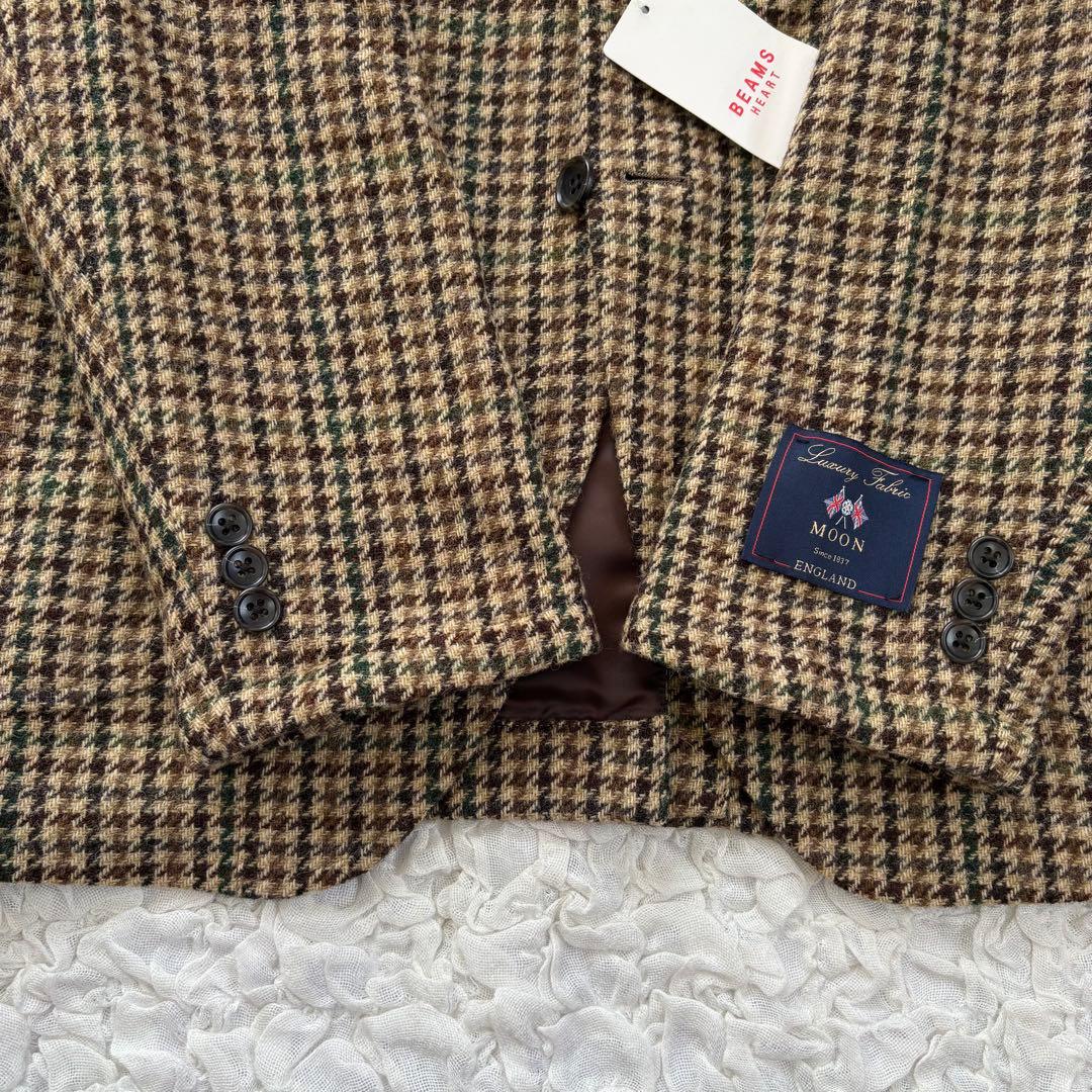 新品BEAMS HEART MOON社生地 ガンクラブチェックツイードジャケット