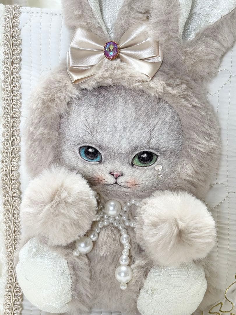 ゆ*ら様 コヤンイサムチョン　ハンドメイド　ギャザーバッグ　オッドアイ猫ちゃん