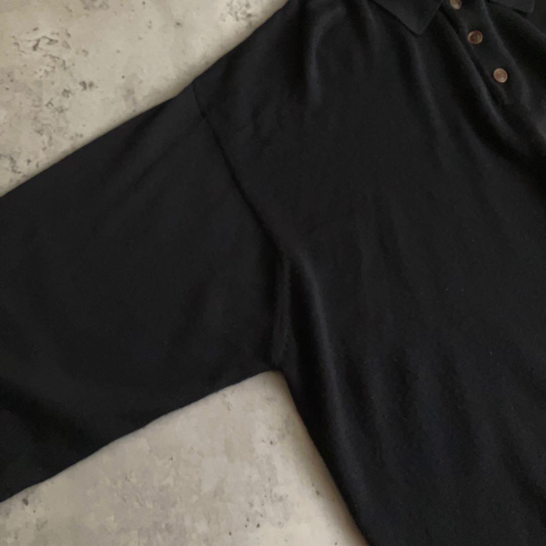 Eddie Bauer A.K.A ウール ニットポロ 香港製 ブラック