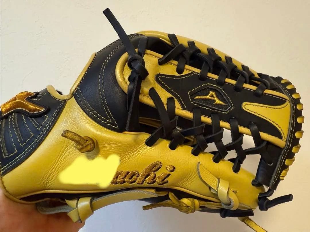 【定価8万強】ミズノプロ 西川モデルオーダーグラブ　軟式 シャンパンイエロー