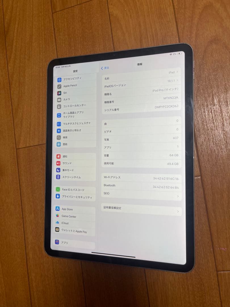 Ipad pro 11インチ第1世代64GB