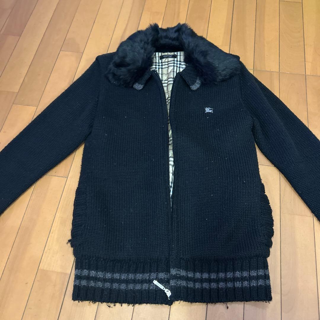BURBERRY BLACK LABEL ファー付きニット
