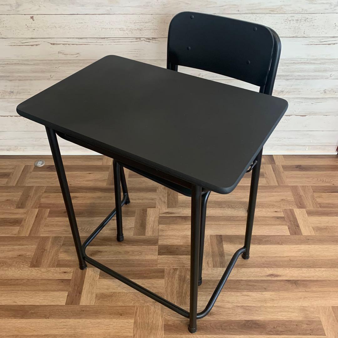値下げ期間‼️カフェスタイル　リメイク　オシャレ　学校　机　ブラック　学習机