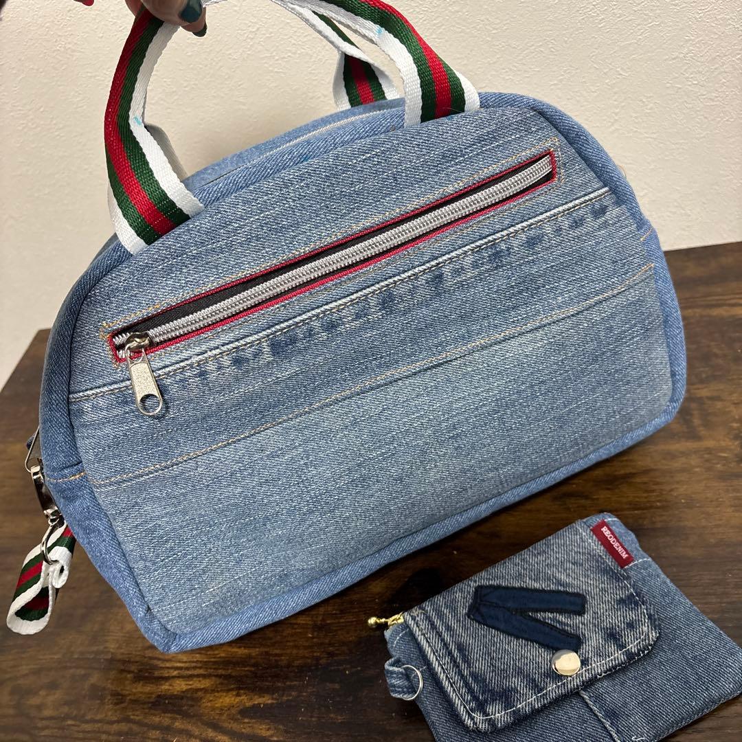 DENIM 刺繍デザインショルダーバッグ