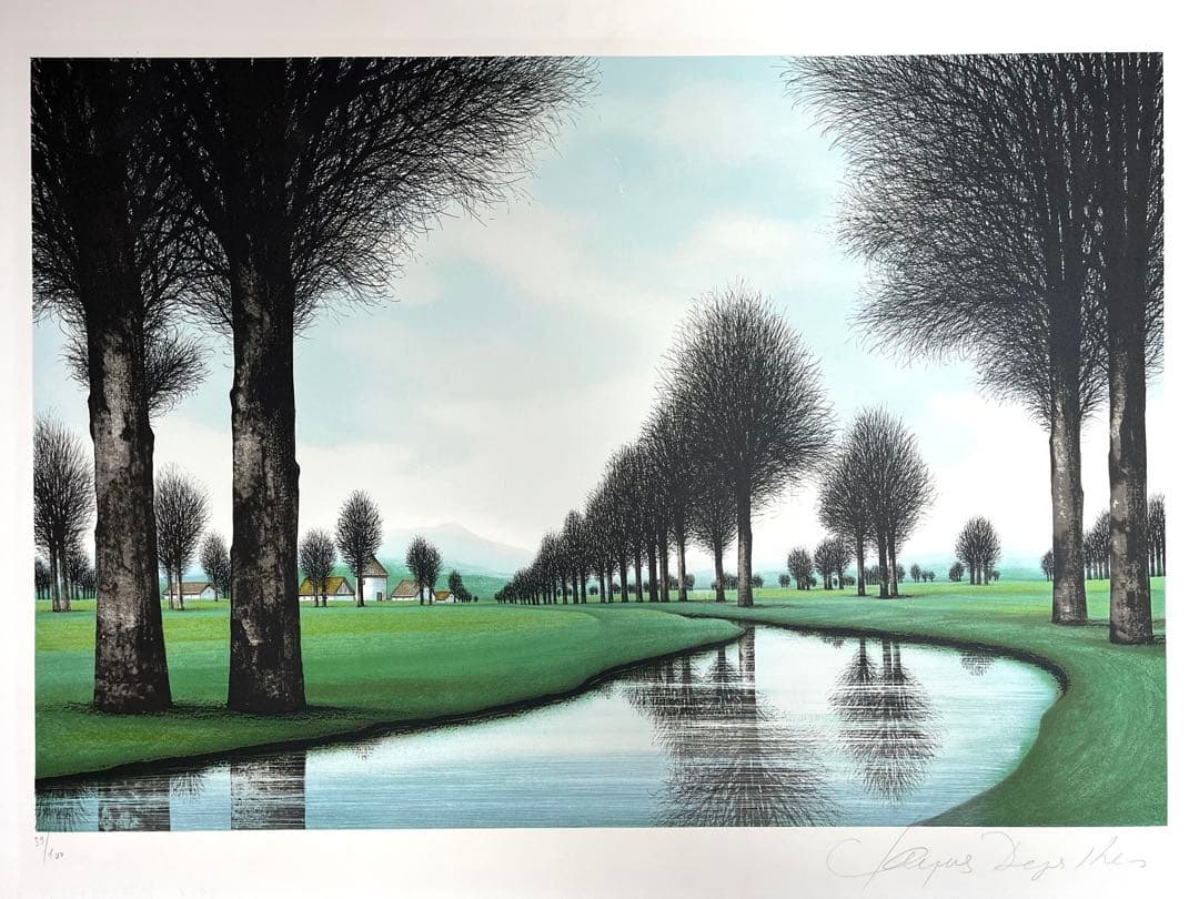 ジャック・デペルト「ブルアールのキャナル」リトグラフ 直筆サイン有 ゴルフ場