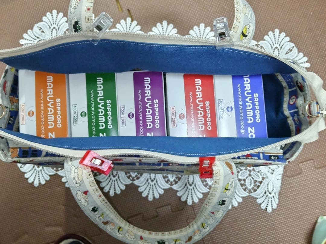 チャッピーA4対応猫柄トートバッグ持手付き20cmFポーチコットンこばやし