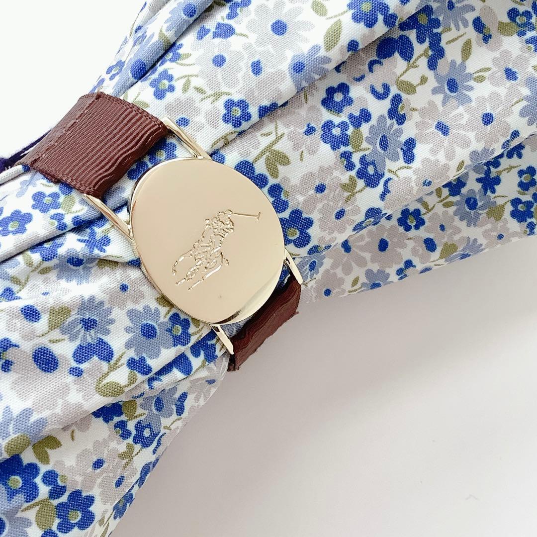 新品★ポロラルフローレン★フラワープリント晴雨兼用2段折りたたみ日傘★ブルー系傘