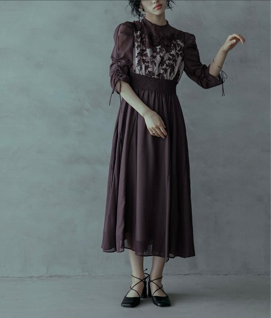 niana レースフラワーオーガンジードレス