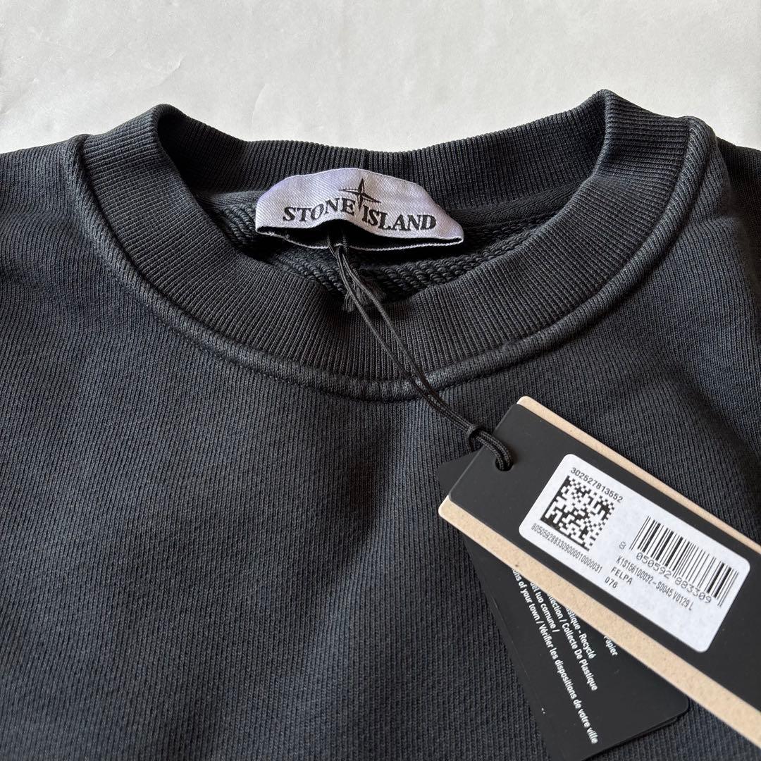 バッジ付 STONE ユーズド加工 ツイル織りスウェットシャツ