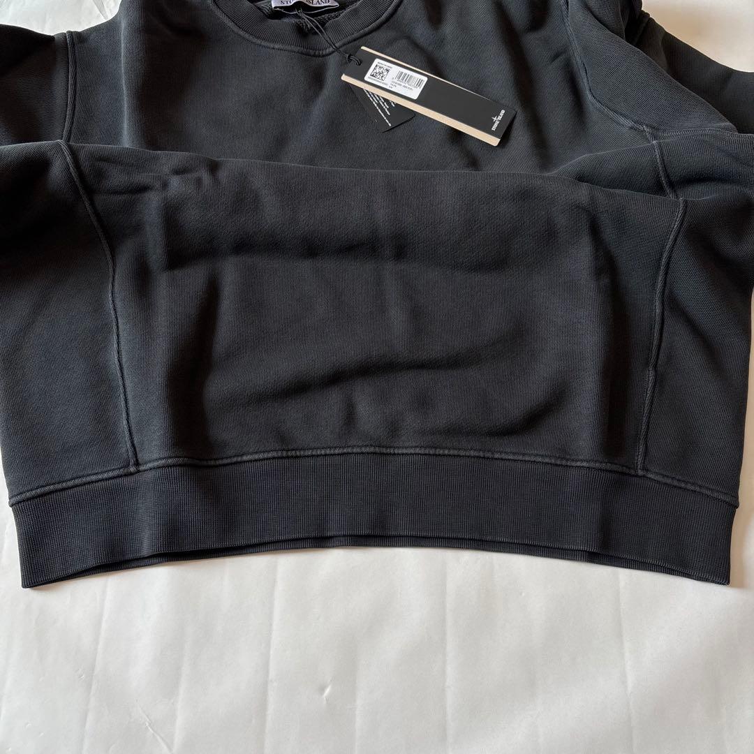 バッジ付 STONE ユーズド加工 ツイル織りスウェットシャツ