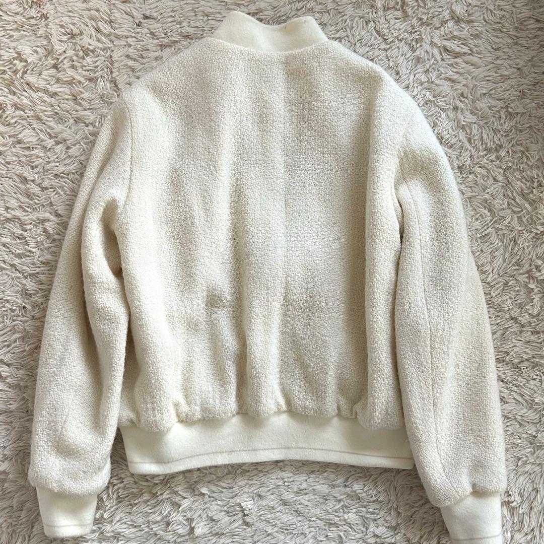 BEIGE ベイジ ツイードジャンパー 白 ブルゾン ダウン