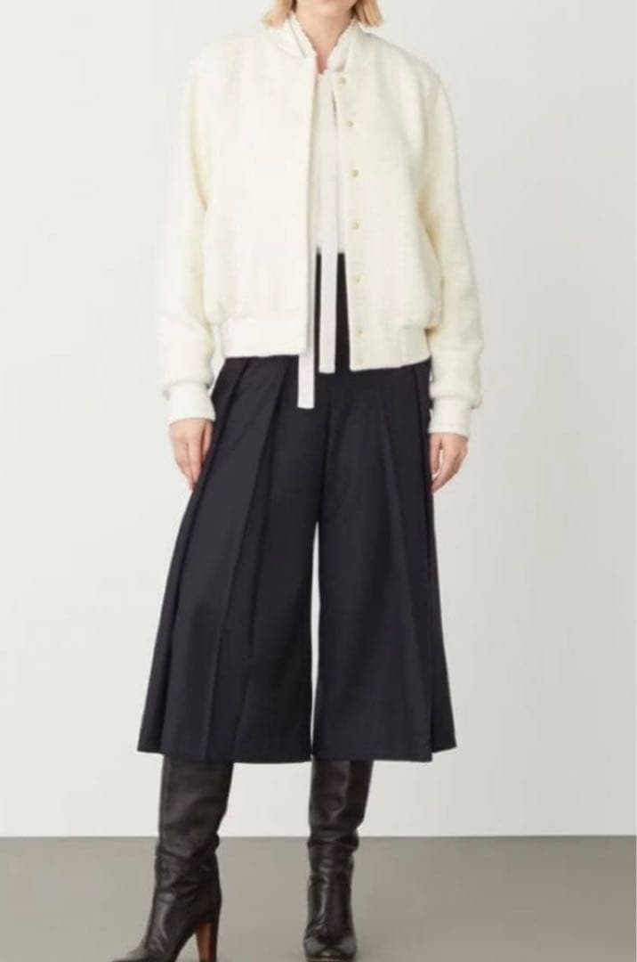 BEIGE ベイジ ツイードジャンパー 白 ブルゾン ダウン